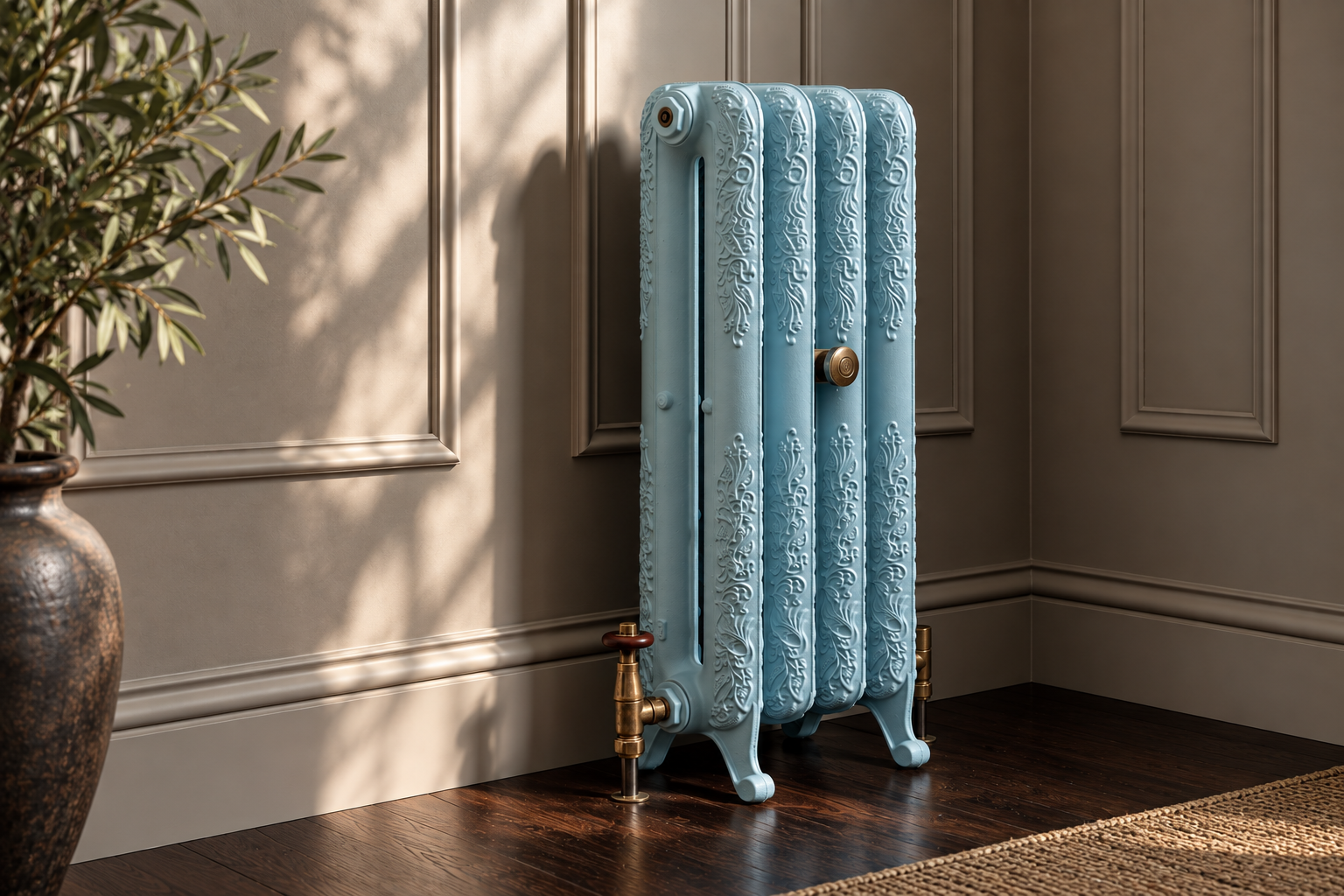 Traditional cast iron radiator finished by hand in England by Rutland London.