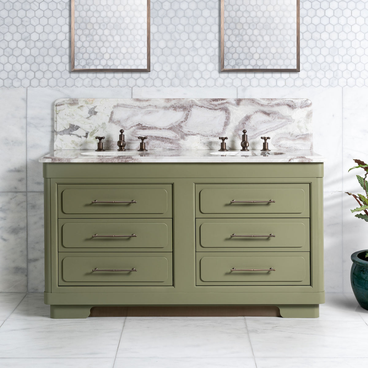 Gloucester Vanity Suite (Inc. Marble Top, Upstand & 2no Basins) - Rutland London