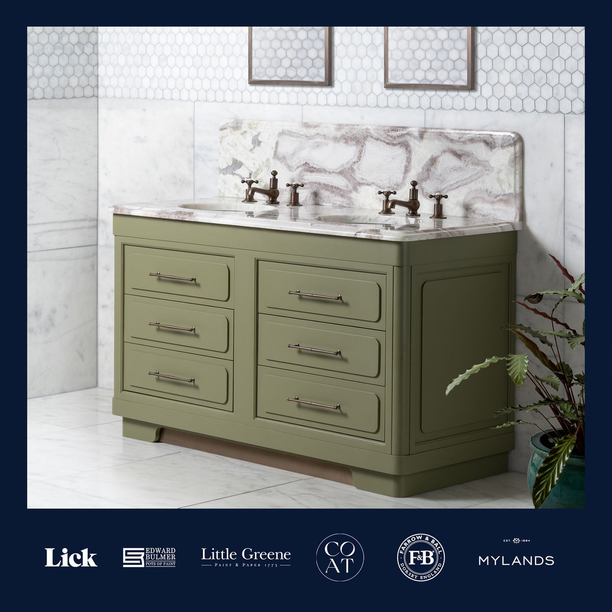 Gloucester Vanity Suite (Inc. Marble Top, Upstand & 2no Basins) - Rutland London
