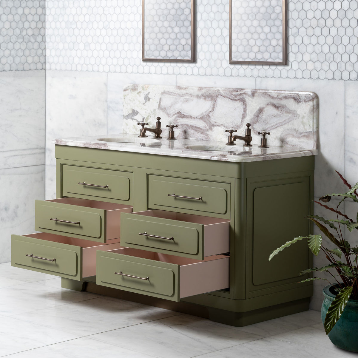 Gloucester Vanity Suite (Inc. Marble Top, Upstand & 2no Basins) - Rutland London