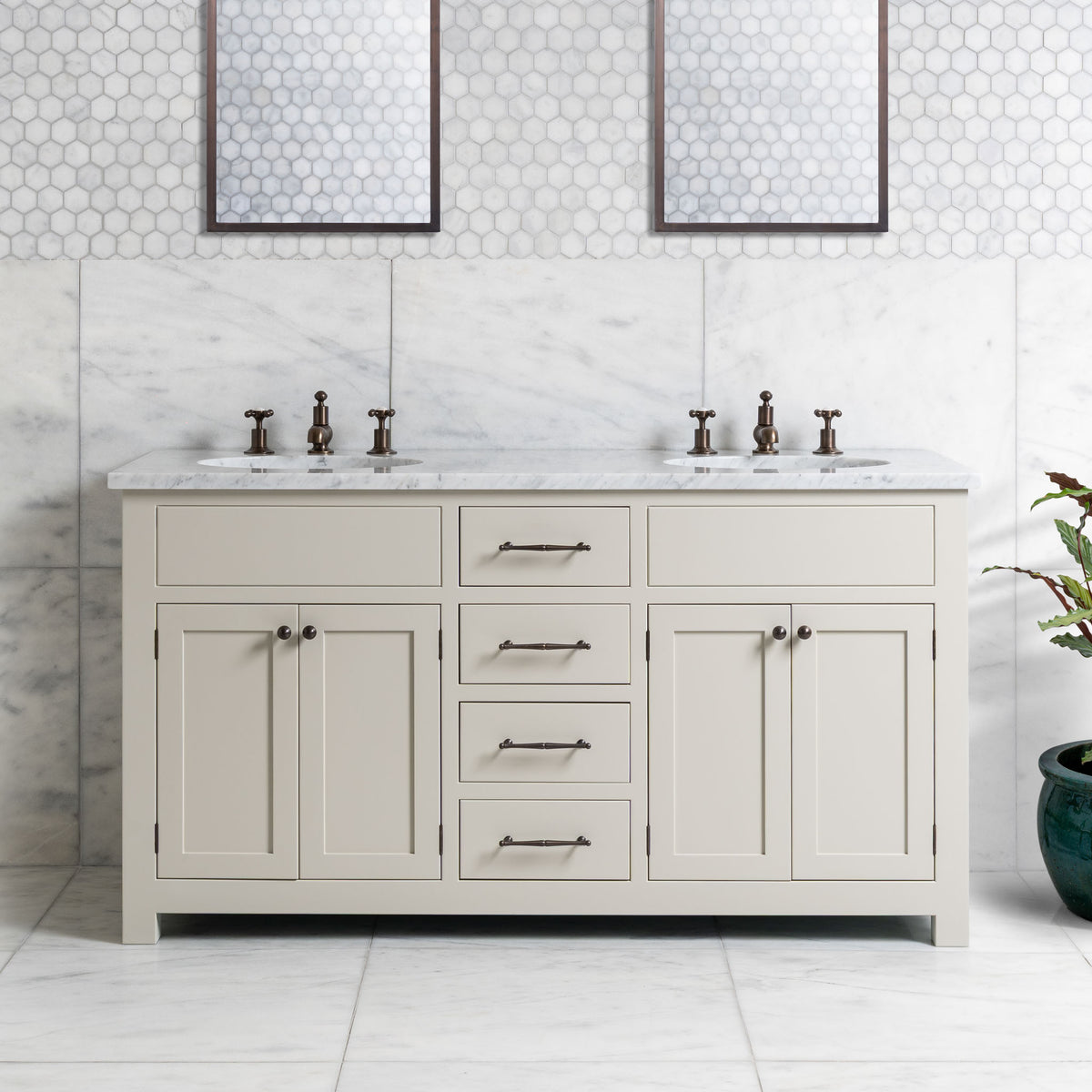 Blenheim Vanity Suite (Inc. Marble Top, Upstand & 2no Basins) - Rutland London