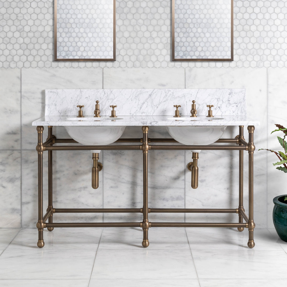 Regent Double Vanity Suite (Inc. Marble Top, Upstand & Basins) - Rutland London