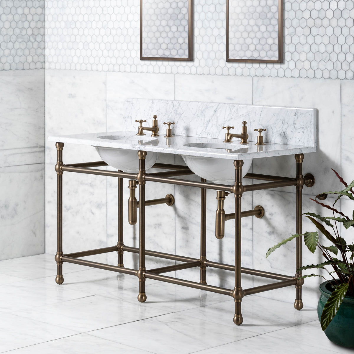 Regent Double Vanity Suite (Inc. Marble Top, Upstand & Basins) - Rutland London