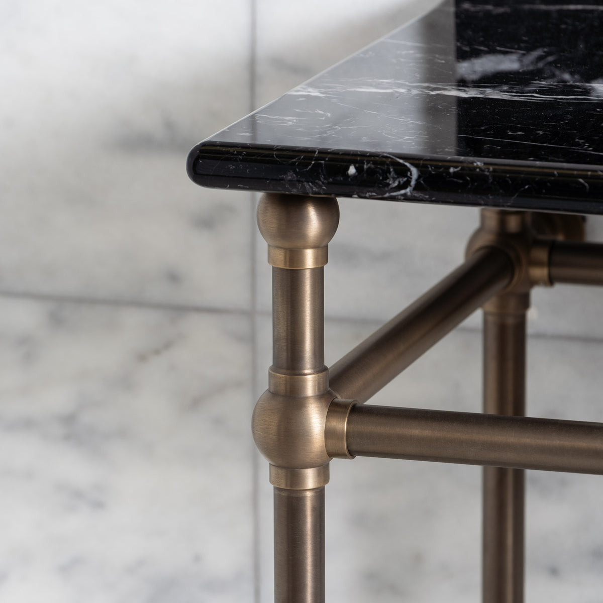 Westminster Double Vanity Suite (Inc. Marble Top, Upstand, Brass Rack & Basins) - Rutland London