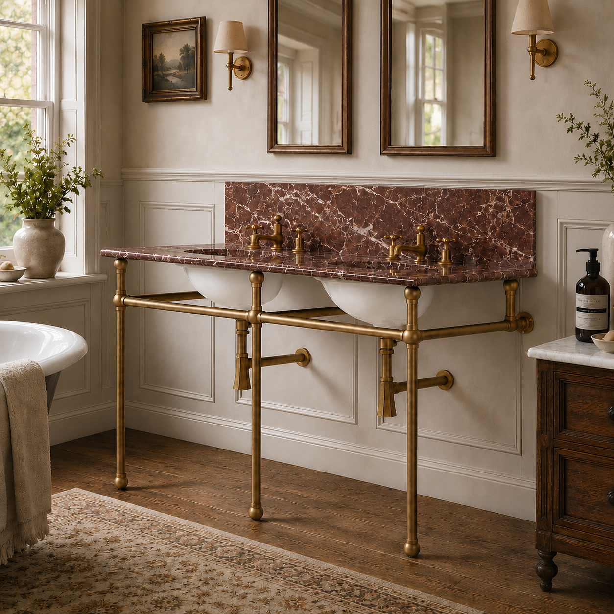 Bloomsbury Double Vanity Suite (Inc. Marble Top, Upstand & Basins) - Rutland London