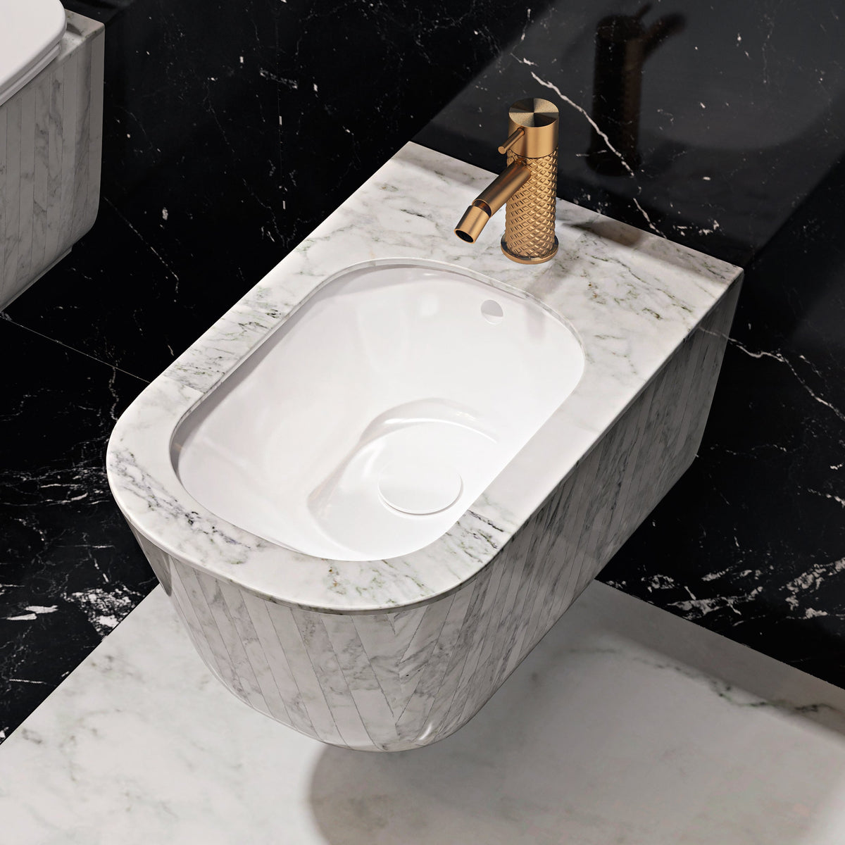 Carrara Bespoke Handmade Marble Bathroom Suite (Inc. WC Pan, Bidet &amp; Basin) - Rutland London