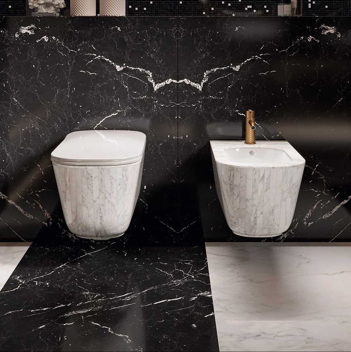 Carrara Bespoke Handmade Marble Bathroom Suite (Inc. WC Pan, Bidet &amp; Basin) - Rutland London