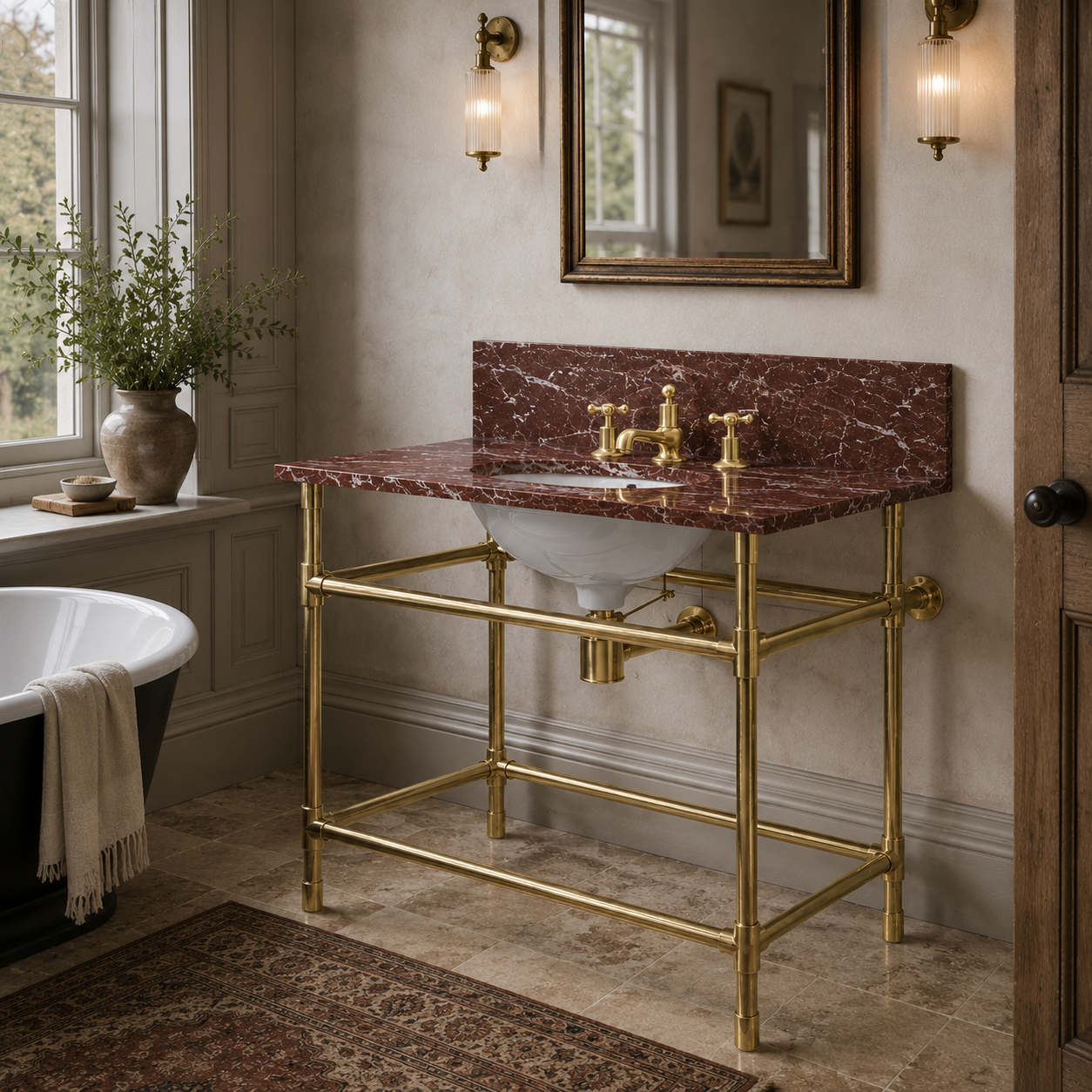 Camden Single Vanity Suite (Inc. Marble Top, Upstand & Basin) - Rutland London