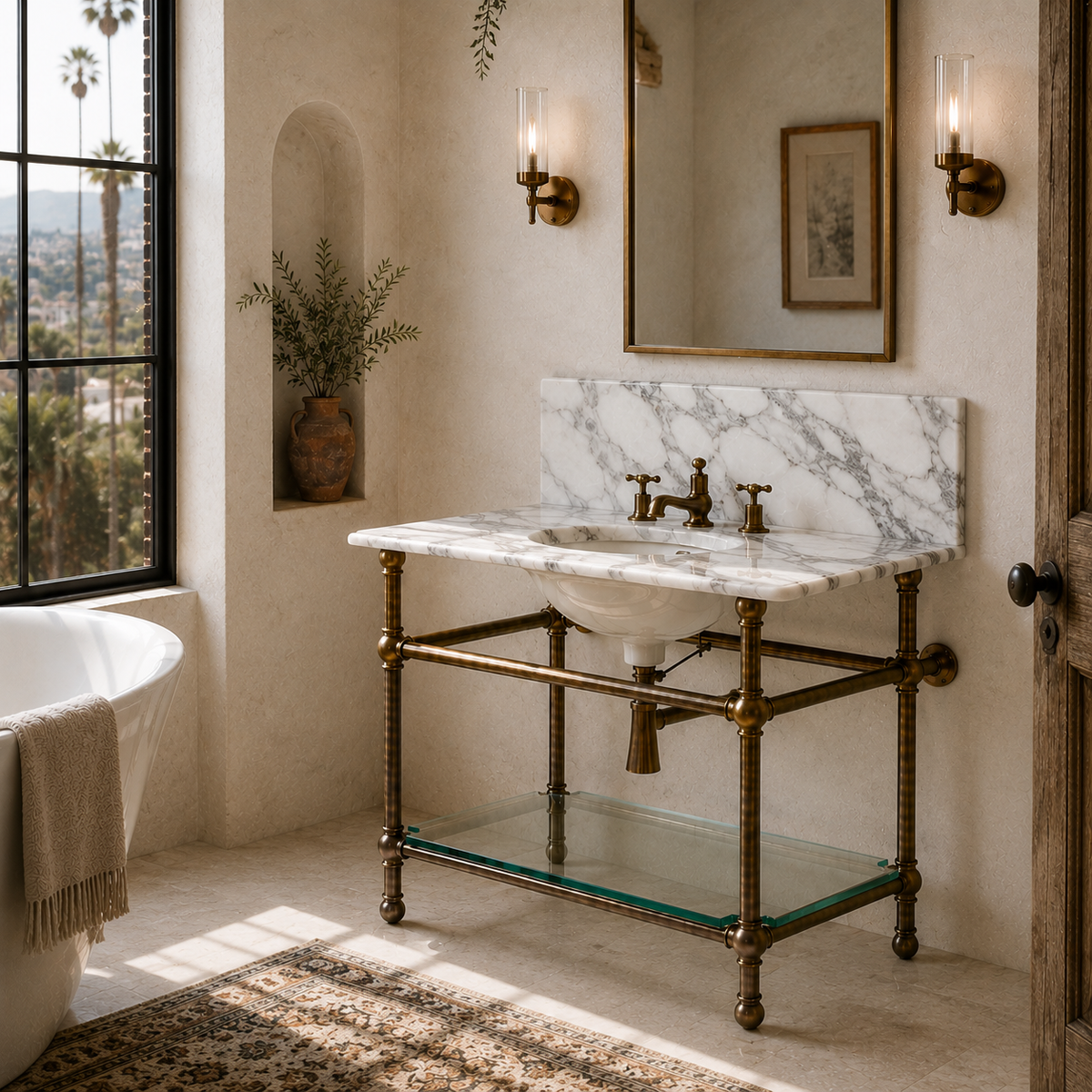 Lloyd Single Vanity Suite (Inc. Marble Top, Upstand & Basin) - Rutland London