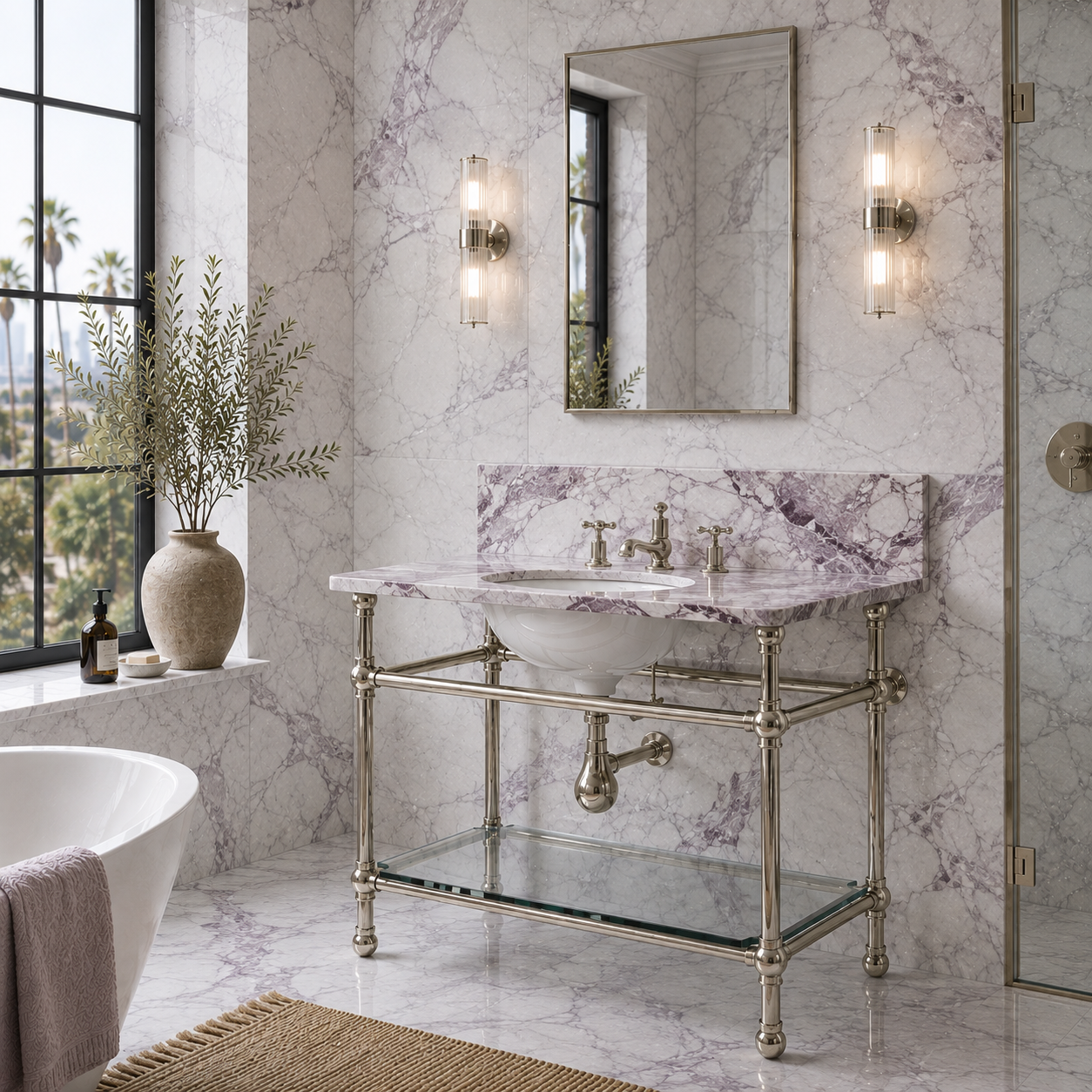 Colville Single Vanity Suite (Inc. Marble Top, Upstand, Glass Shelf & Basin) - Rutland London