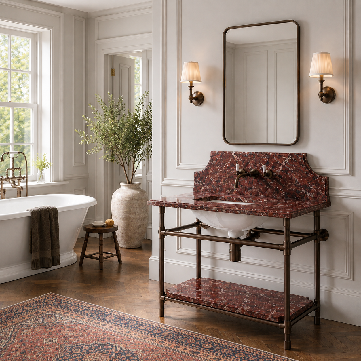 Franklin Single Vanity Suite (Inc. Marble Top, Upstand, Shelf & Basin) - Rutland London