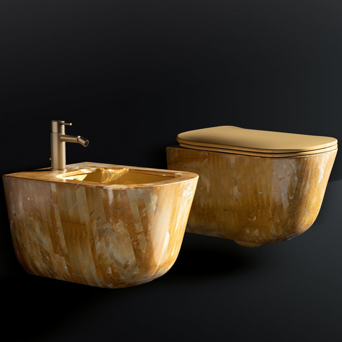 Giallo Siena Bespoke Handmade Marble Bathroom Suite (Inc. WC Pan, Bidet &amp; Basin) - Rutland London