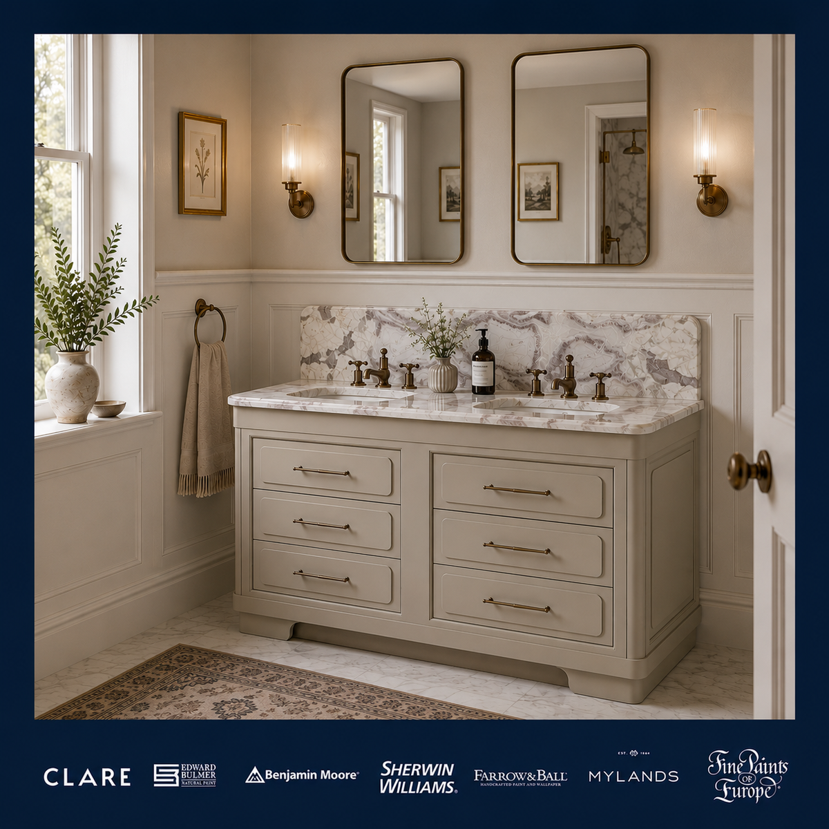 Gloucester Vanity Suite (Inc. Marble Top, Upstand & 2no Basins) - Rutland London