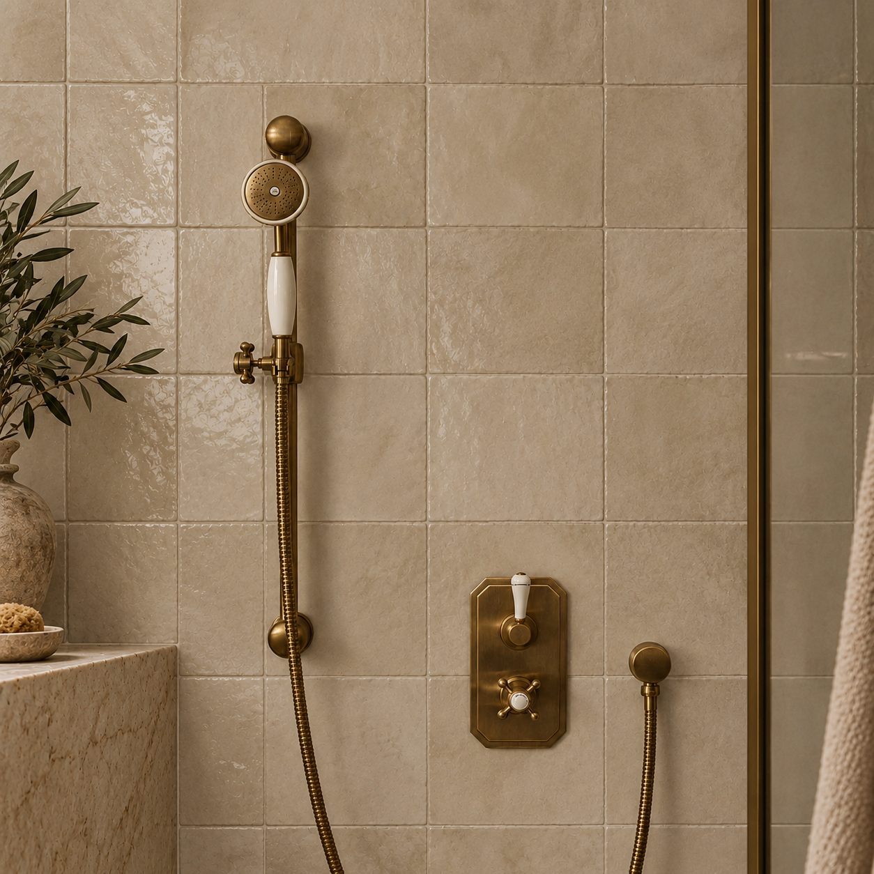 Highbury White Ceramic Lever & Cleaver Concealed Shower Set - Rutland London