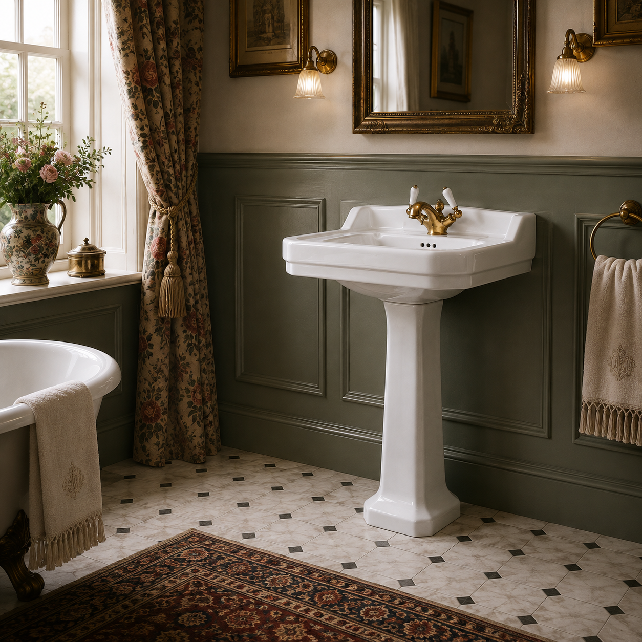 Lancer White Basin & Pedestal (1 Tap Hole) - Rutland London