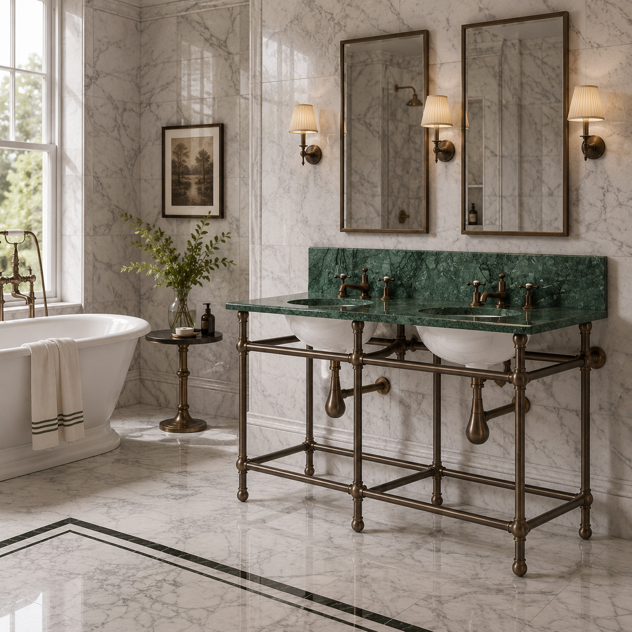 Lloyd Double Vanity Suite (Inc. Marble Top, Upstand & Basins) - Rutland London
