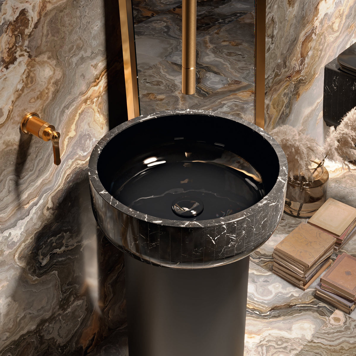 Nero Marquina Bespoke Handmade Marble Bathroom Suite (Inc. WC Pan, Bidet &amp; Basin) - Rutland London