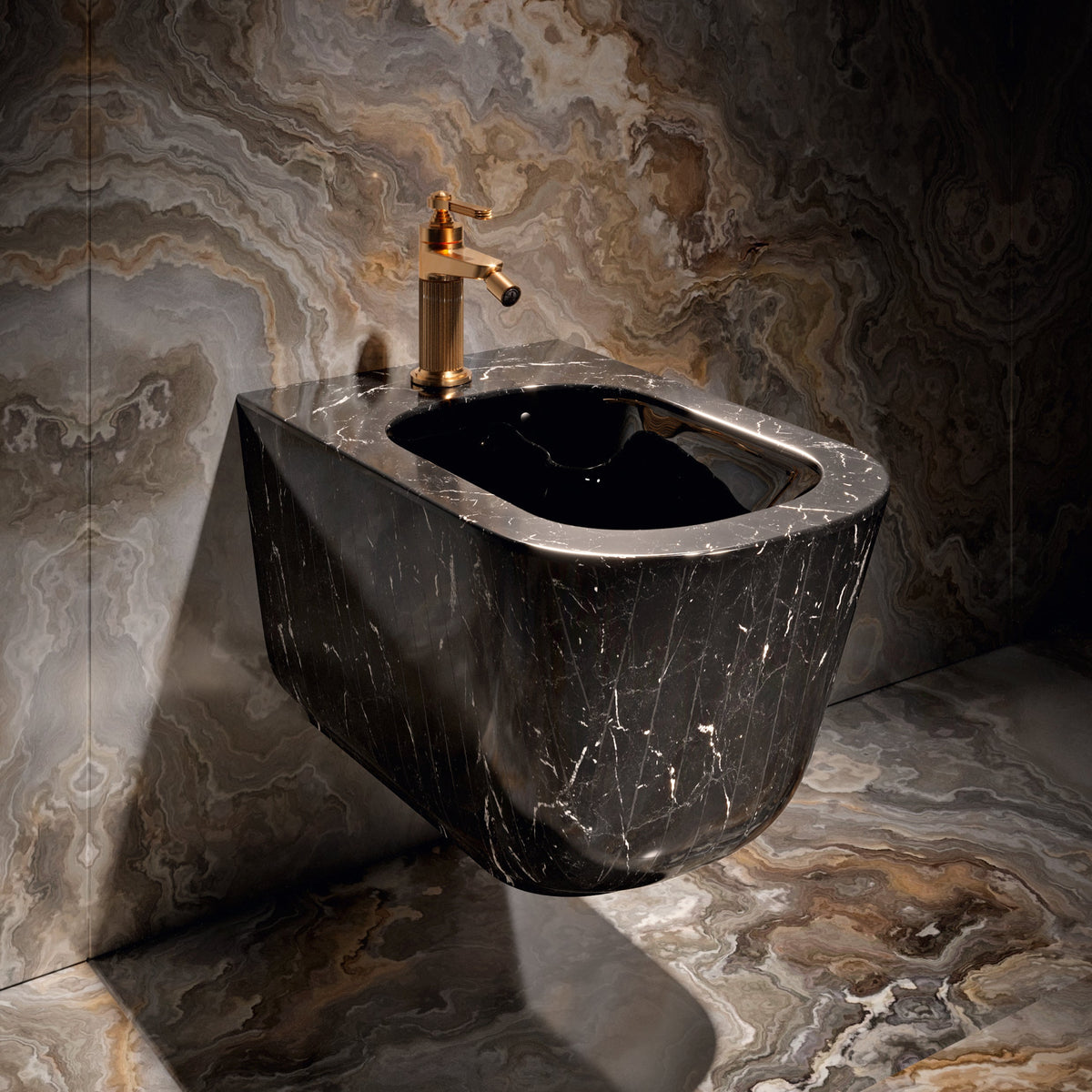 Nero Marquina Bespoke Handmade Marble Bathroom Suite (Inc. WC Pan, Bidet &amp; Basin) - Rutland London