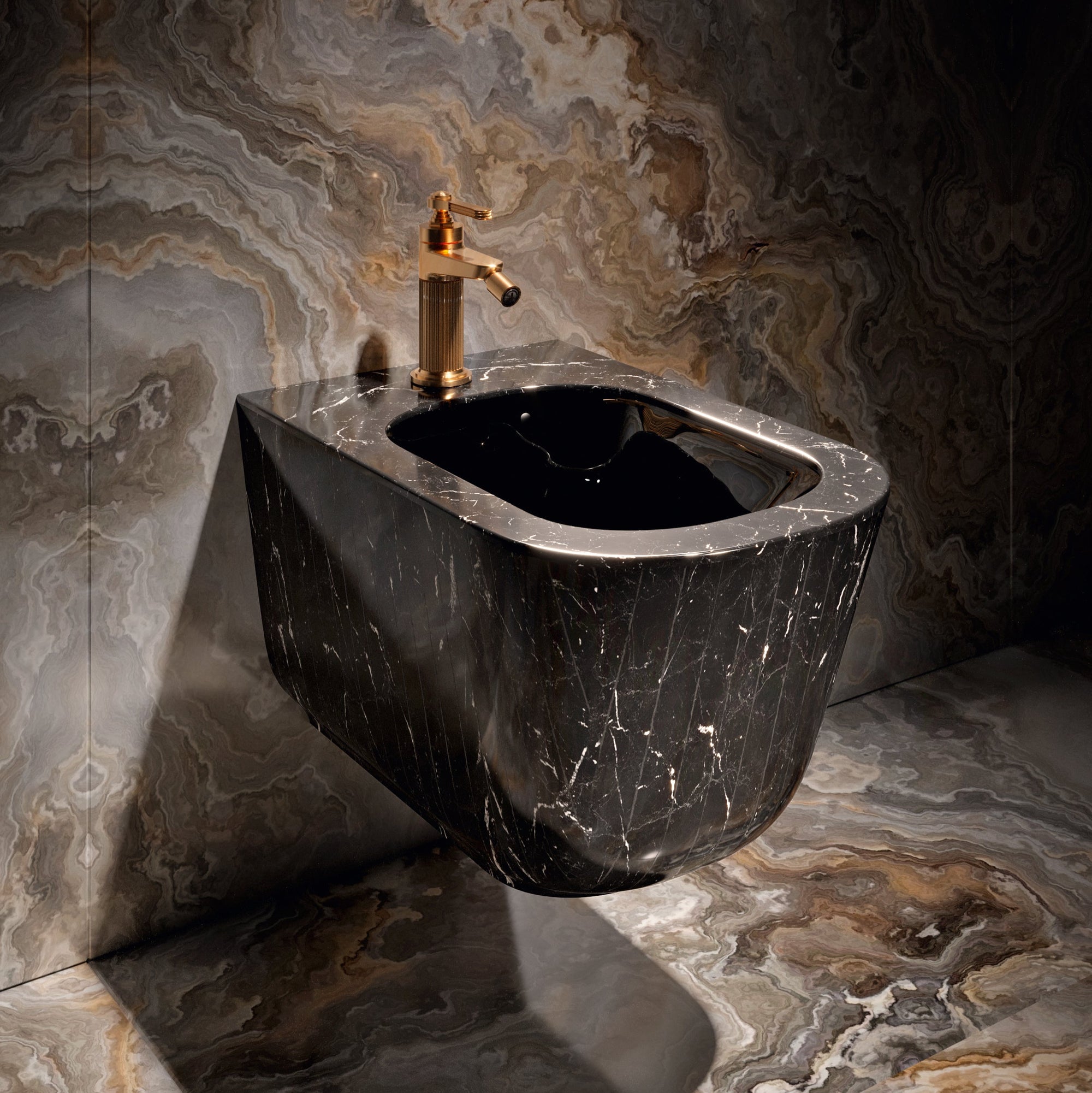 Nero Marquina Bespoke Handmade Marble Bathroom Suite (Inc. WC Pan, Bidet & Basin) - Rutland London