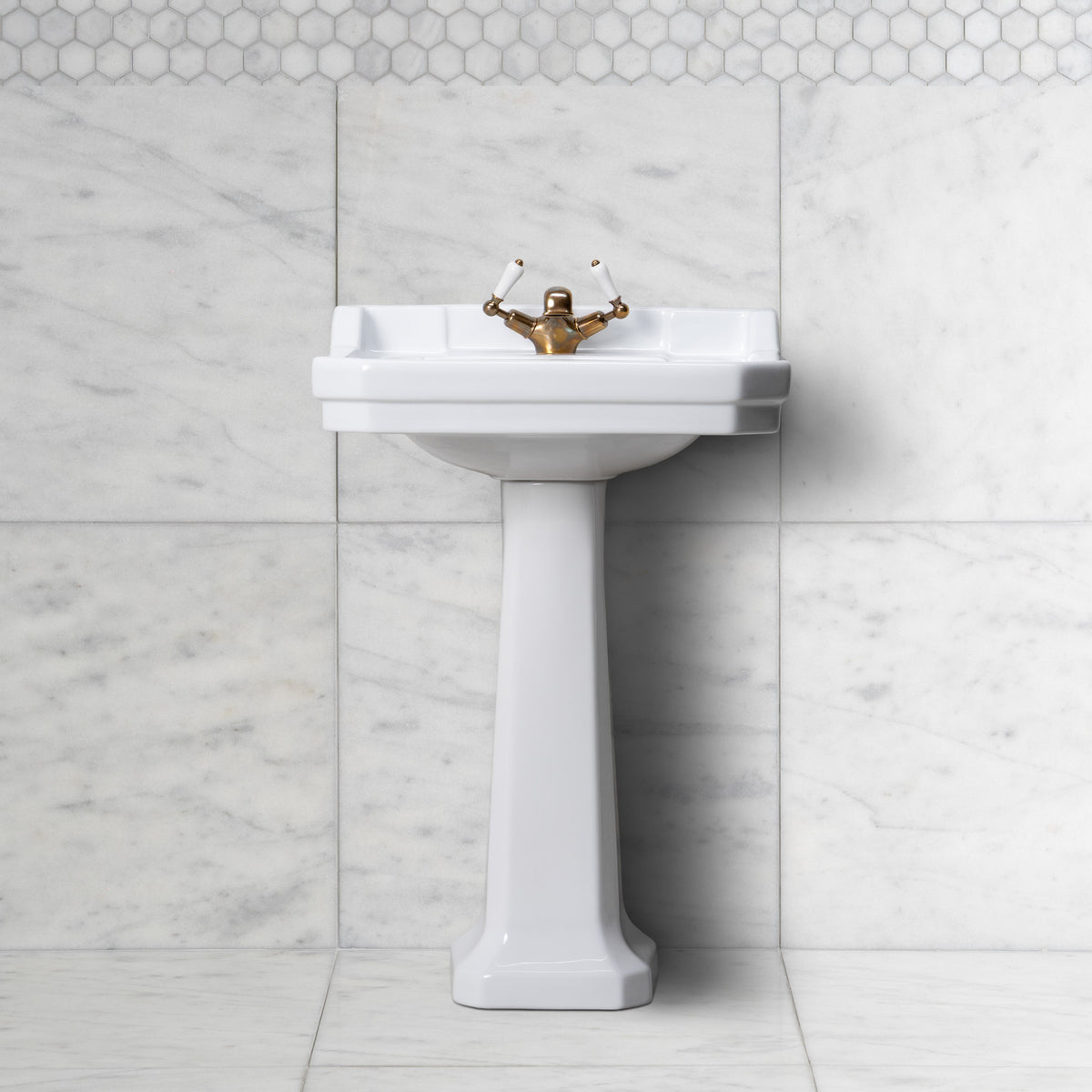 Lancer White Basin & Pedestal (1 Tap Hole) - Rutland London