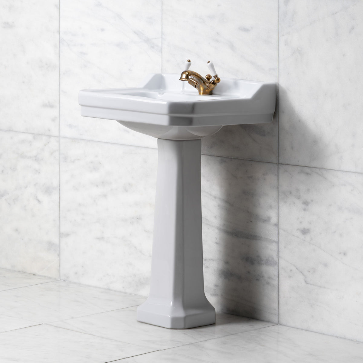 Lancer White Basin & Pedestal (1 Tap Hole) - Rutland London
