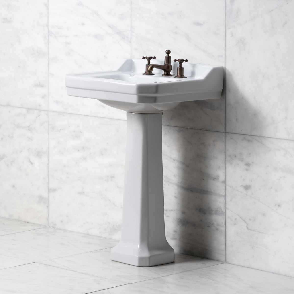 Lancer White Basin & Pedestal (3 Tap Hole) - Rutland London