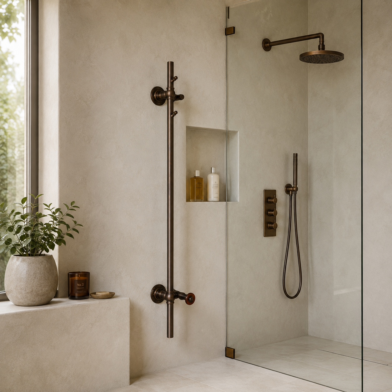 Porchester Exposed Hot Tree Heated Towel Rail - Rutland London