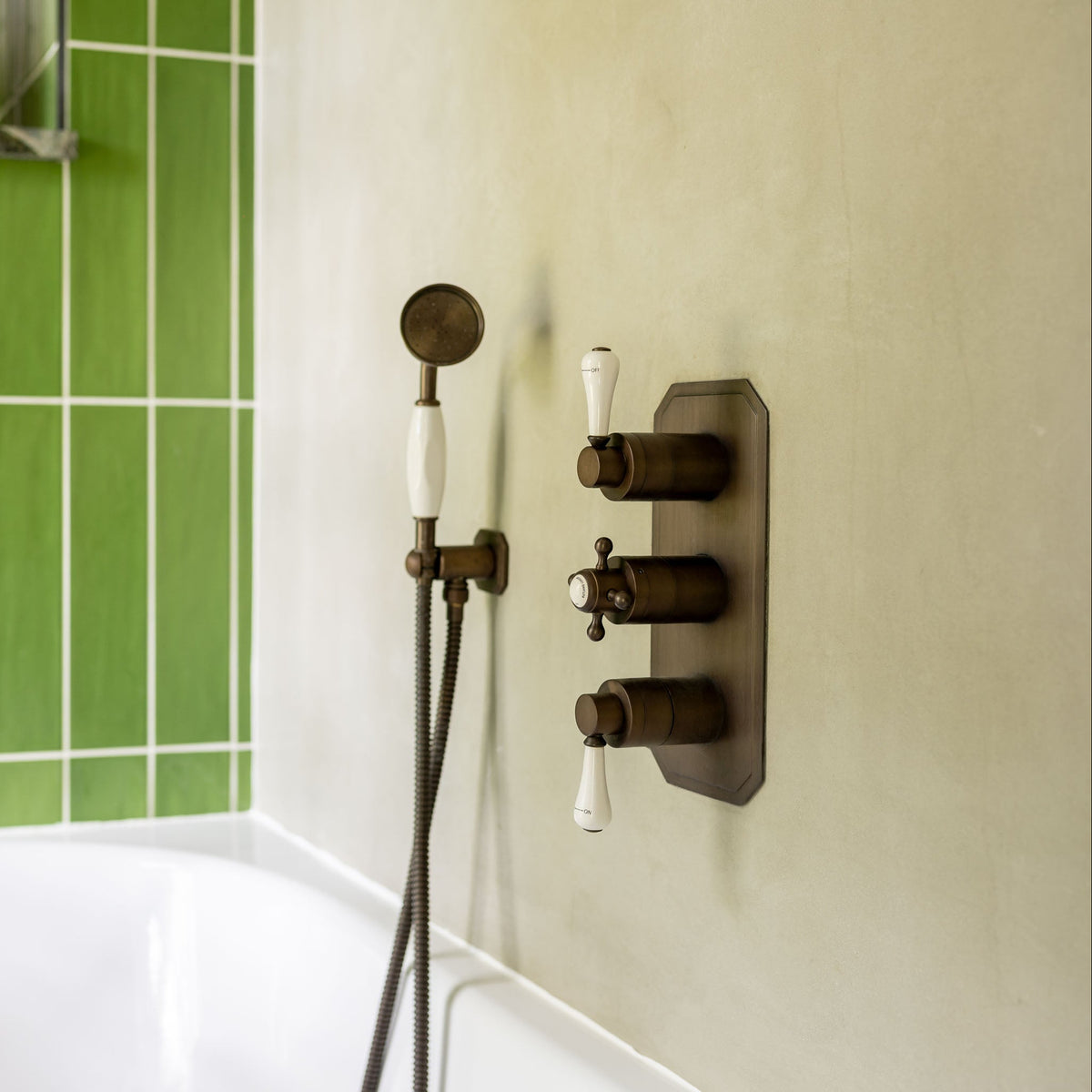 Chesterton 2 Outlet White Ceramic Lever Concealed Shower Valve - Rutland London