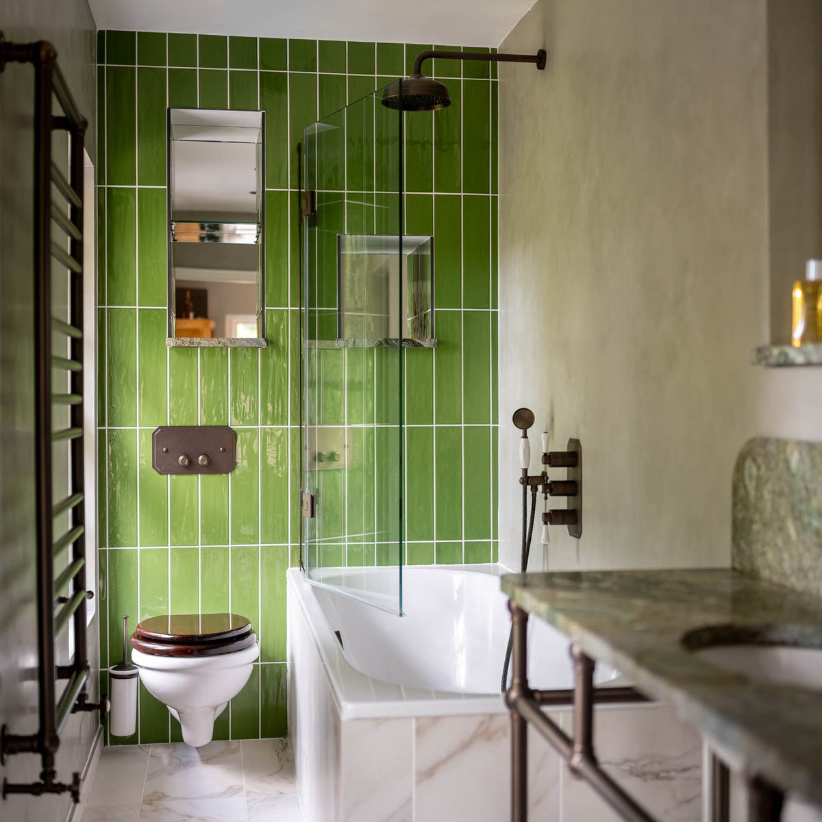 Weybridge Semi-Frameless Brass Bath Shower Screen - Rutland London