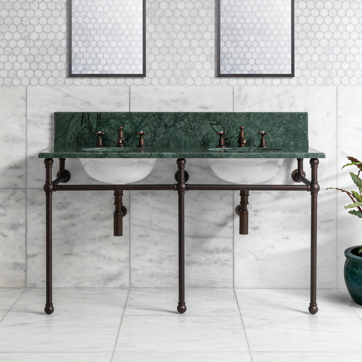Reliance Double Vanity Suite (Inc. Marble Top, Upstand & Basins) - Rutland London
