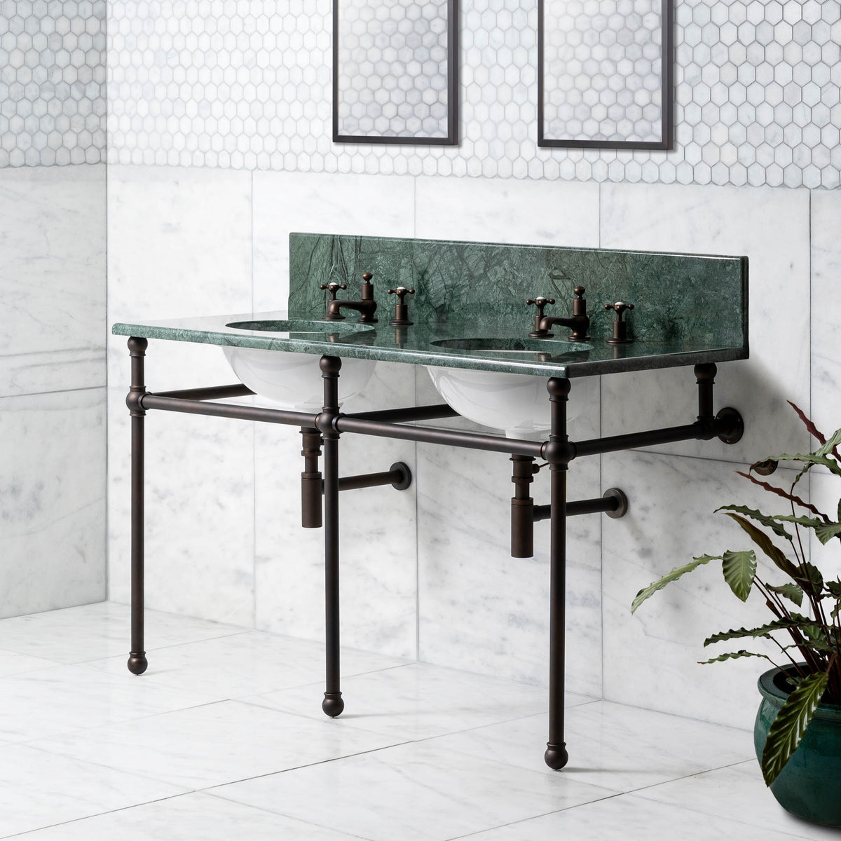 Reliance Double Vanity Suite (Inc. Marble Top, Upstand & Basins) - Rutland London