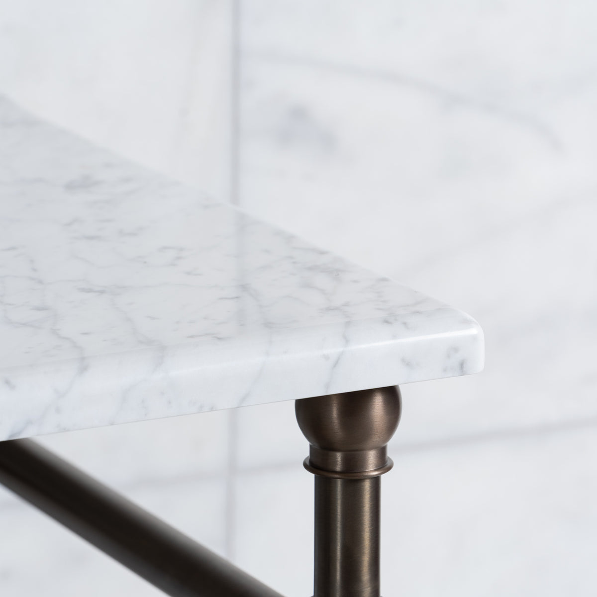 Cadogan Double Vanity Suite (Inc. Marble Top, Upstand, Brass Rack & Basins) - Rutland London