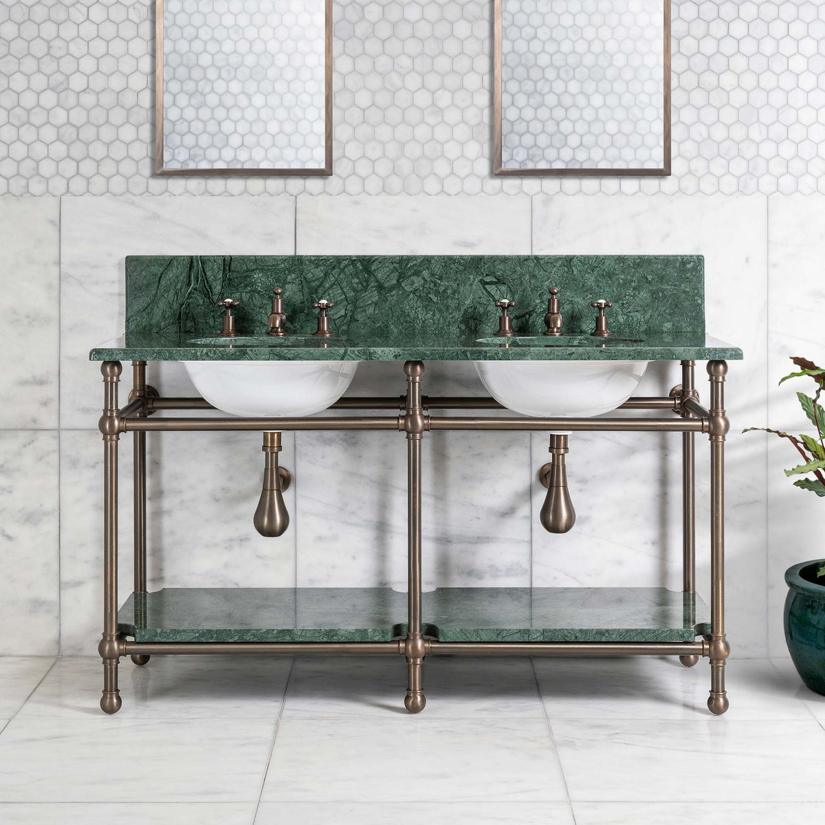 Nevern Double Vanity Suite (Inc. Marble Top, Upstand, Shelf & Basins) - Rutland London