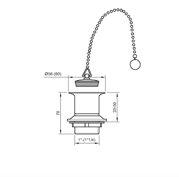 Granville Unslotted Basin Waste, Plug &amp; Chain - Rutland London