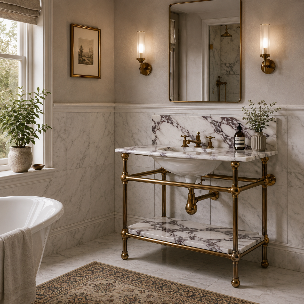 Ravenscourt Single Vanity Suite (Inc. Marble Top, Upstand, Shelf & Basin) - Rutland London