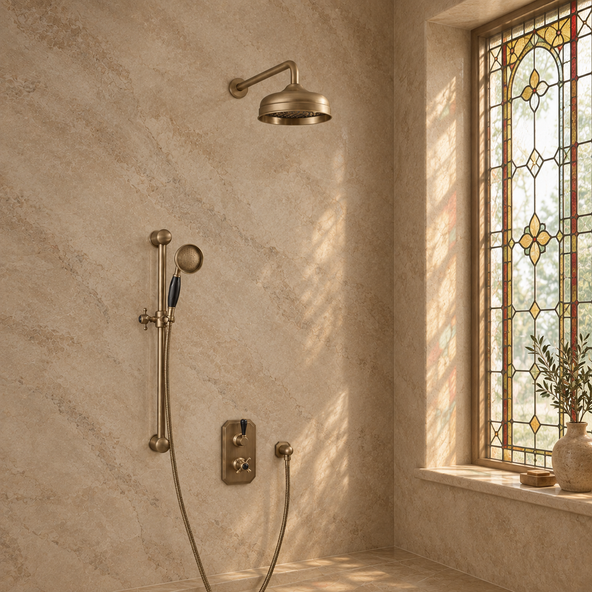 Rochester Black Ceramic Lever & Cleaver Concealed Shower Set - Rutland London