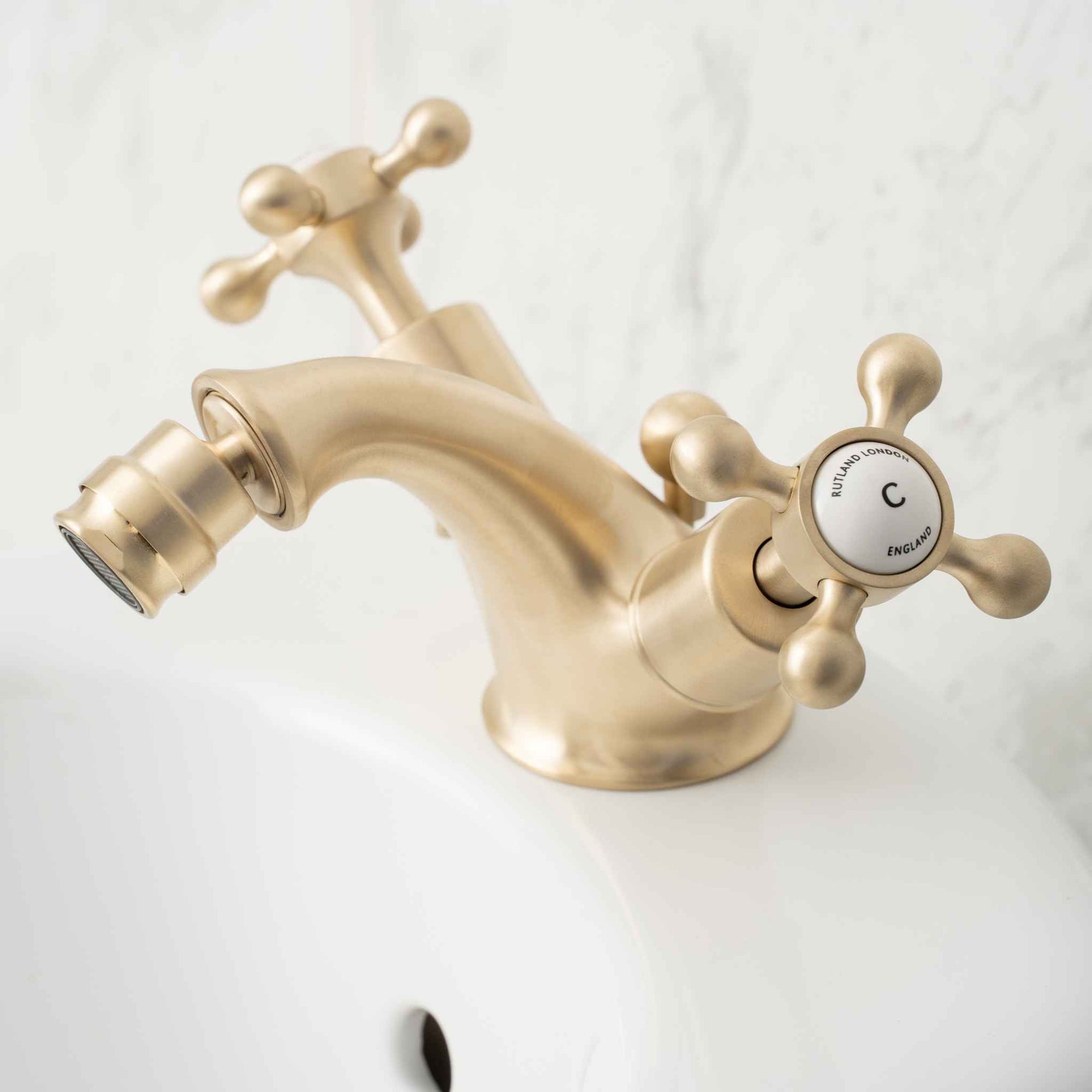 Ecclestone White Crosshead Bidet Mono Mixer - Rutland London