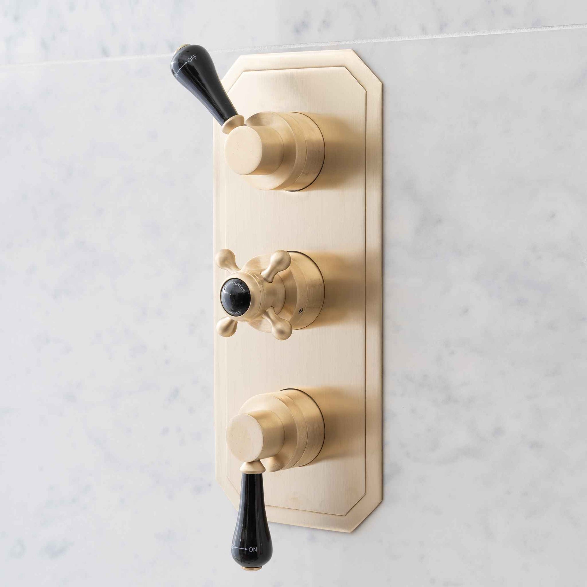 Cornwallis 3 Outlet Black Ceramic Lever Concealed Shower Valve - Rutland London