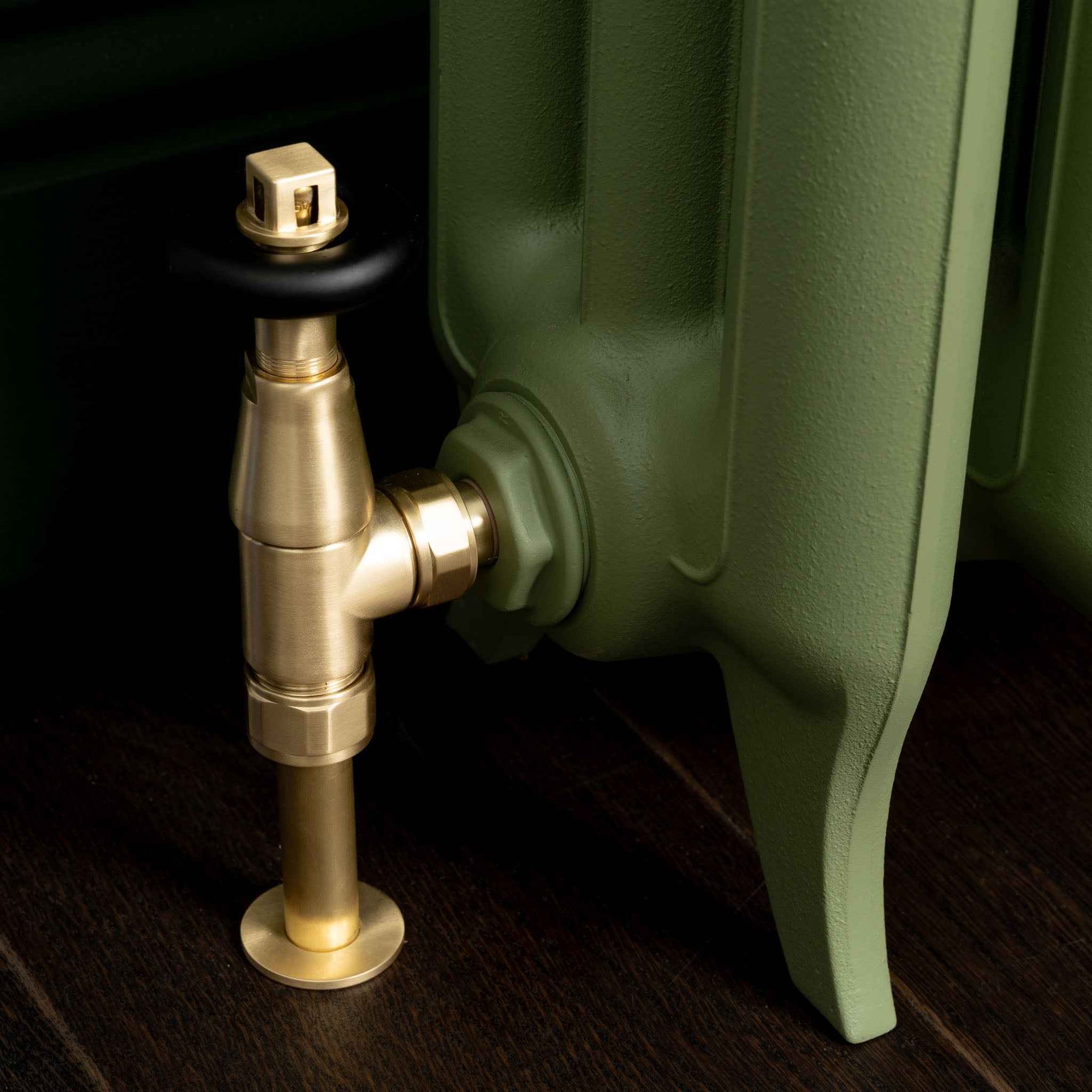 Highgrove Black Handwheel Angled Thermostatic Radiator Valves - Rutland London