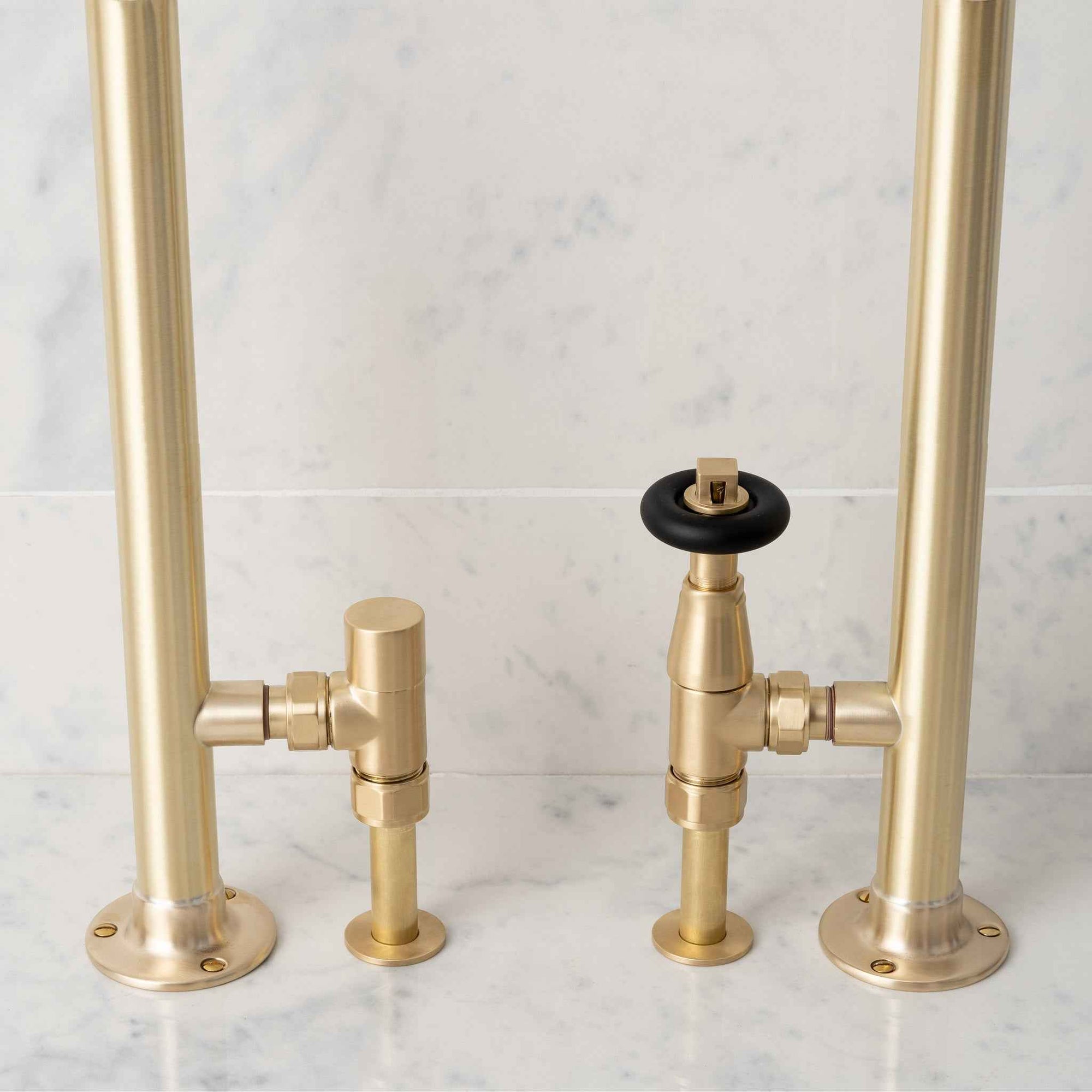 Highgrove Black Handwheel Angled Thermostatic Radiator Valves - Rutland London