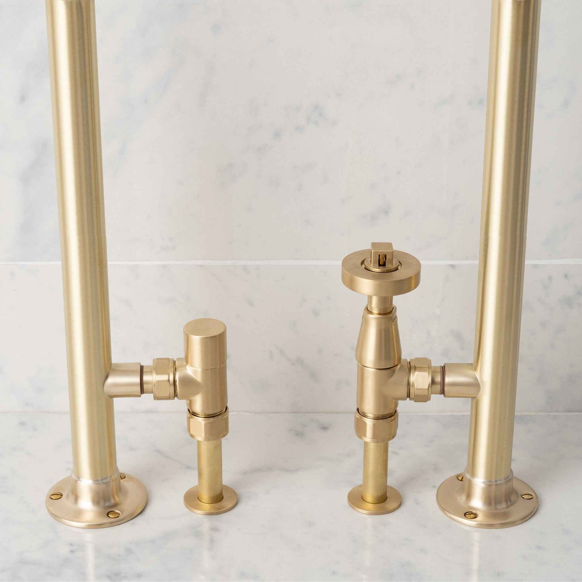 Victory Metal Handwheel Angled Thermostatic Radiator Valves - Rutland London