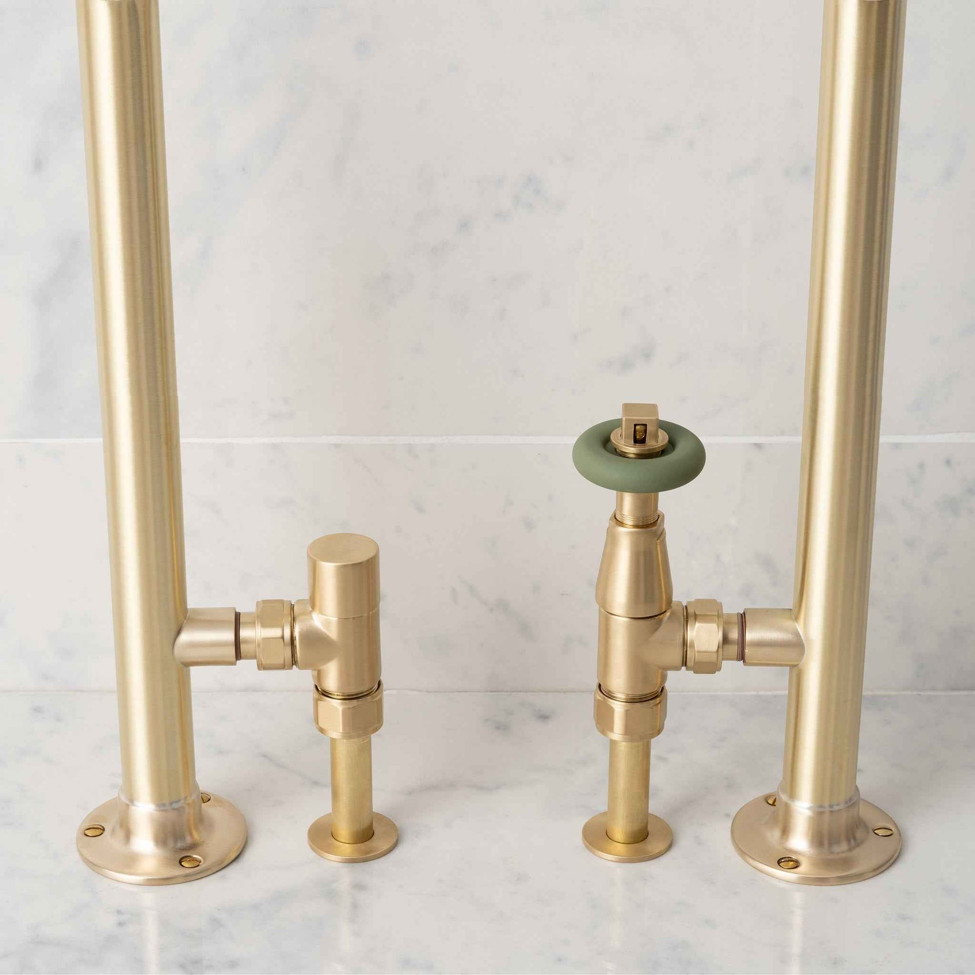 Highgrove Coloured Handwheel Angled Thermostatic Radiator Valves - Rutland London