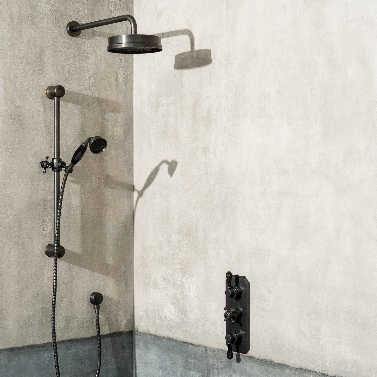 Euston Black Ceramic Lever &amp; Cleaver Concealed Shower Set - Rutland London