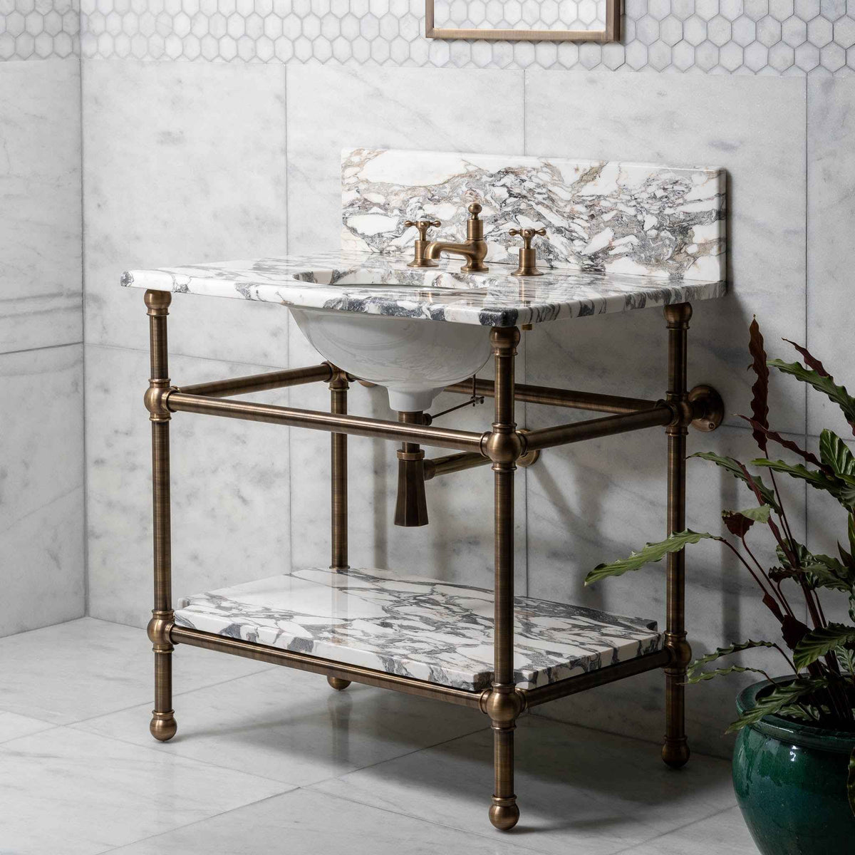 Nevern Vanity Suite (Inc. Marble Top, Upstand, Shelf &amp; Basin) - Rutland London