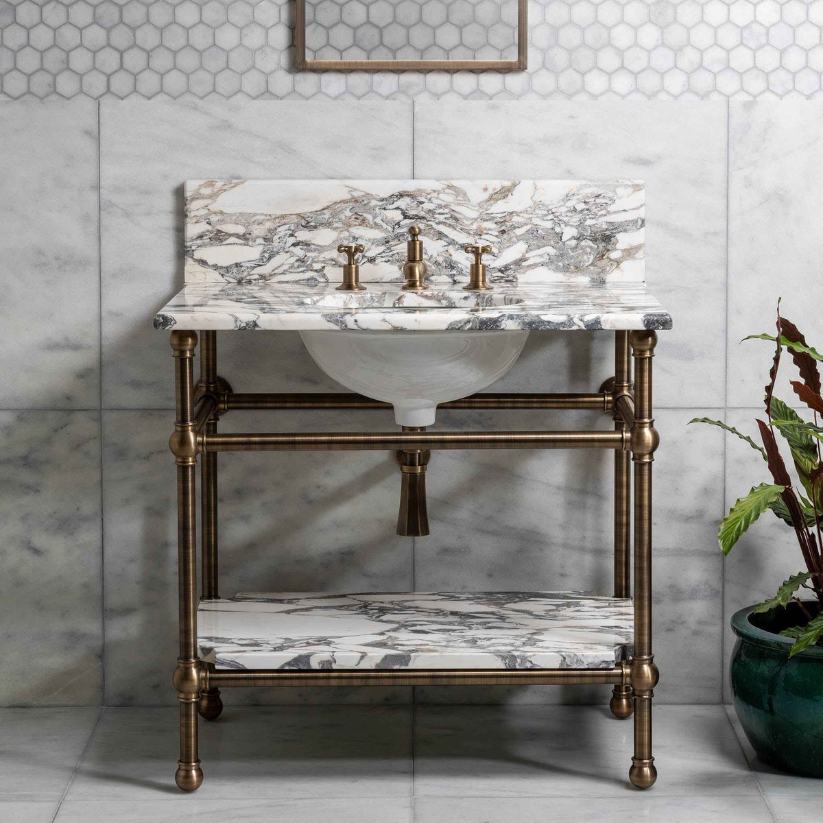 Nevern Vanity Suite (Inc. Marble Top, Upstand, Shelf &amp; Basin) - Rutland London