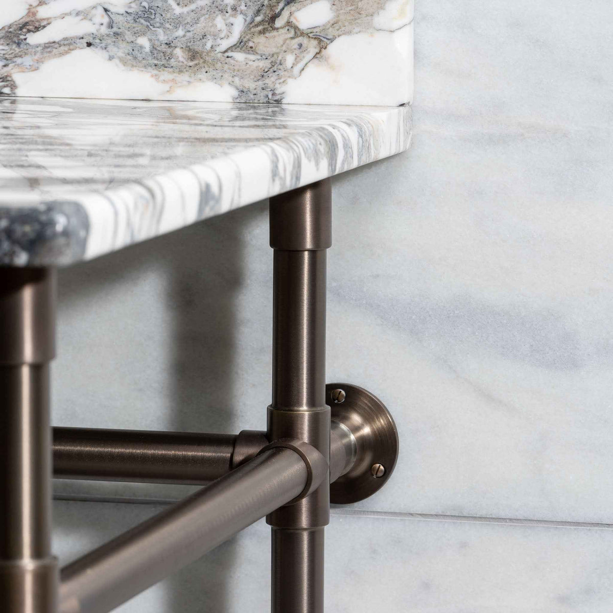 Trinity Vanity Suite (Inc. Marble Top, Upstand, Brass Rack &amp; Basin) - Rutland London