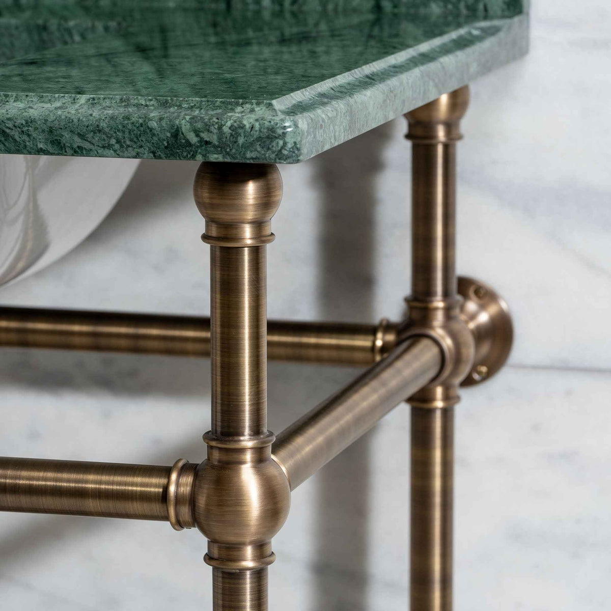 Cadogan Vanity Suite (Inc. Marble Top, Upstand, Brass Rack &amp; Basin) - Rutland London