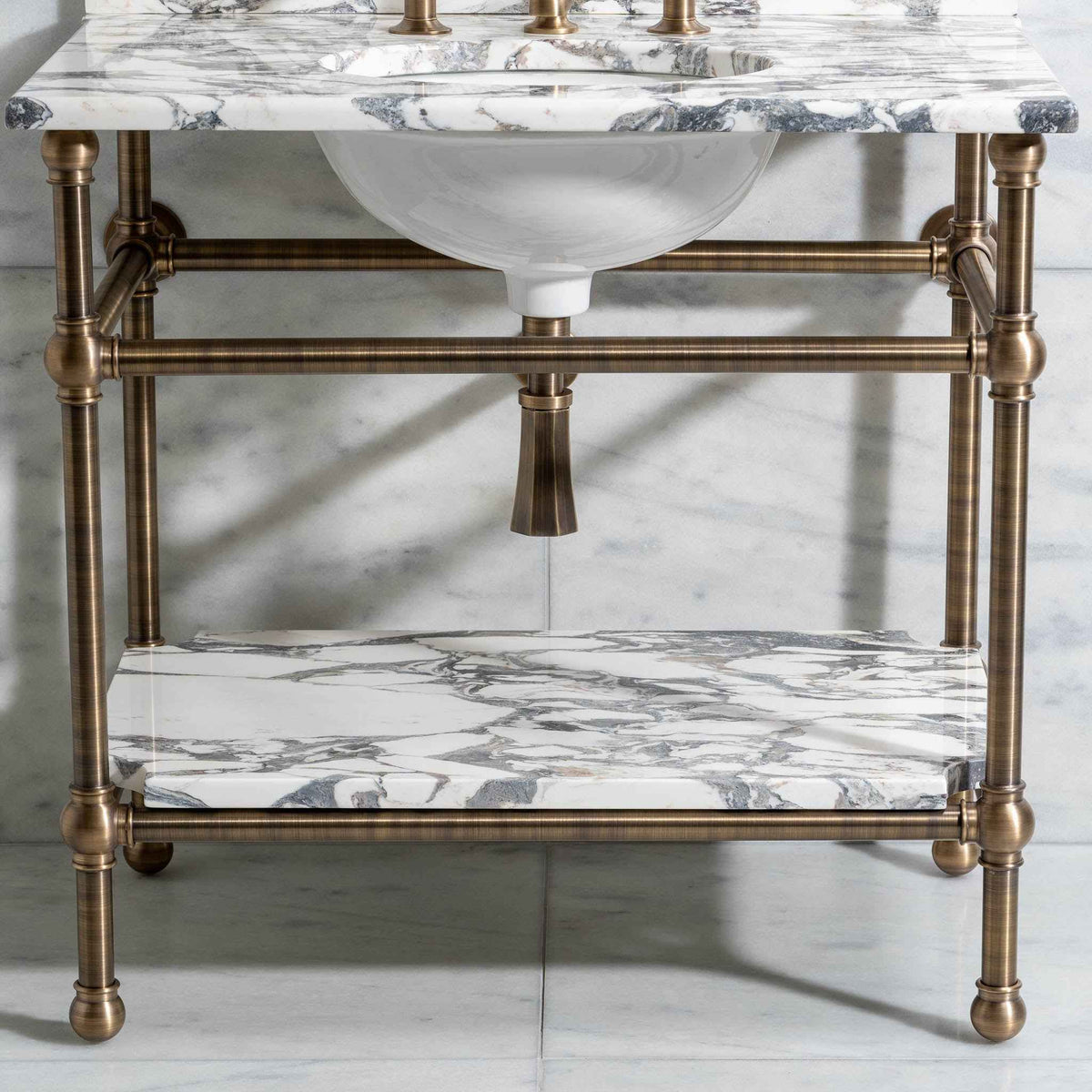 Nevern Vanity Suite (Inc. Marble Top, Upstand, Shelf &amp; Basin) - Rutland London