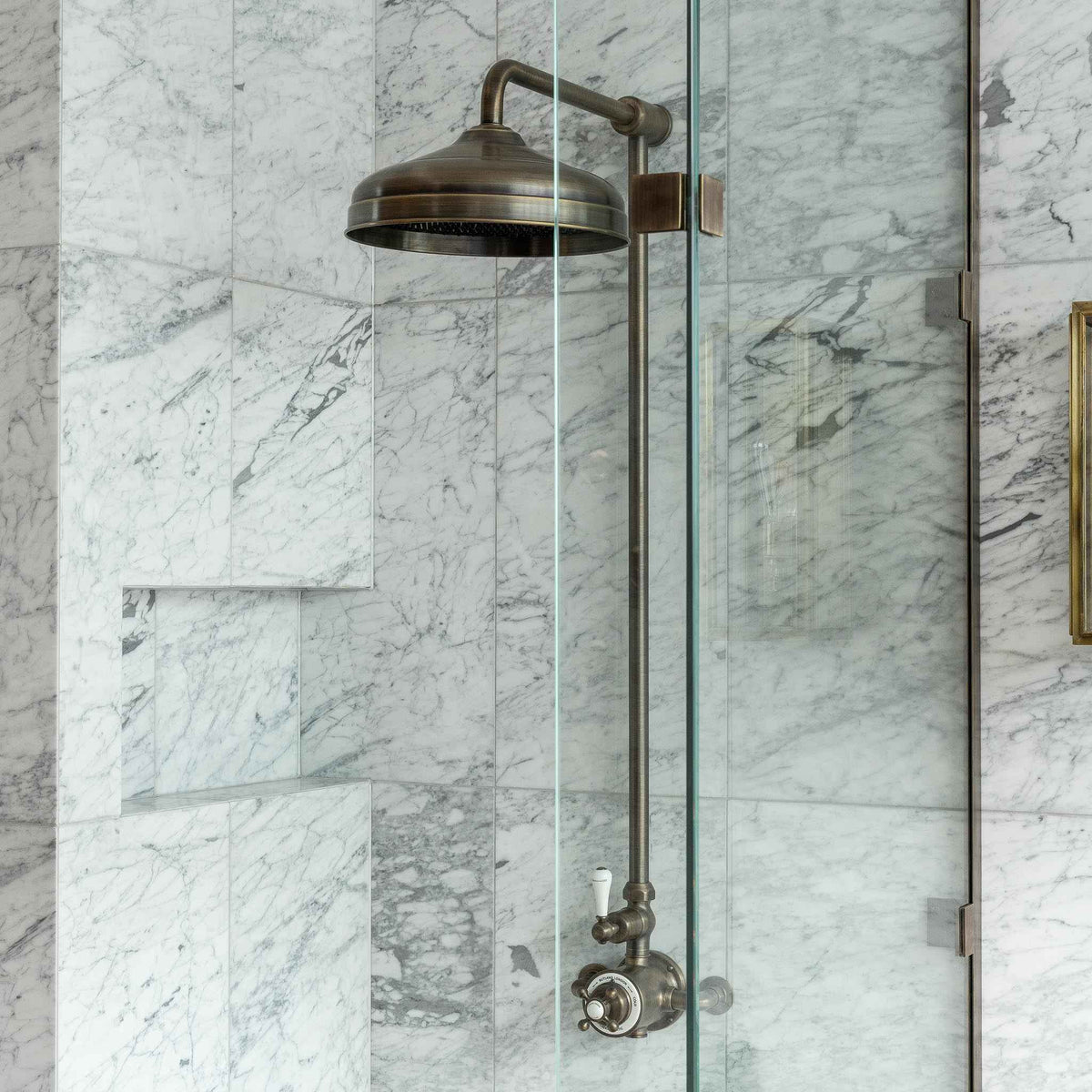 Ashcombe White Ceramic Lever Exposed Shower Set - Rutland London