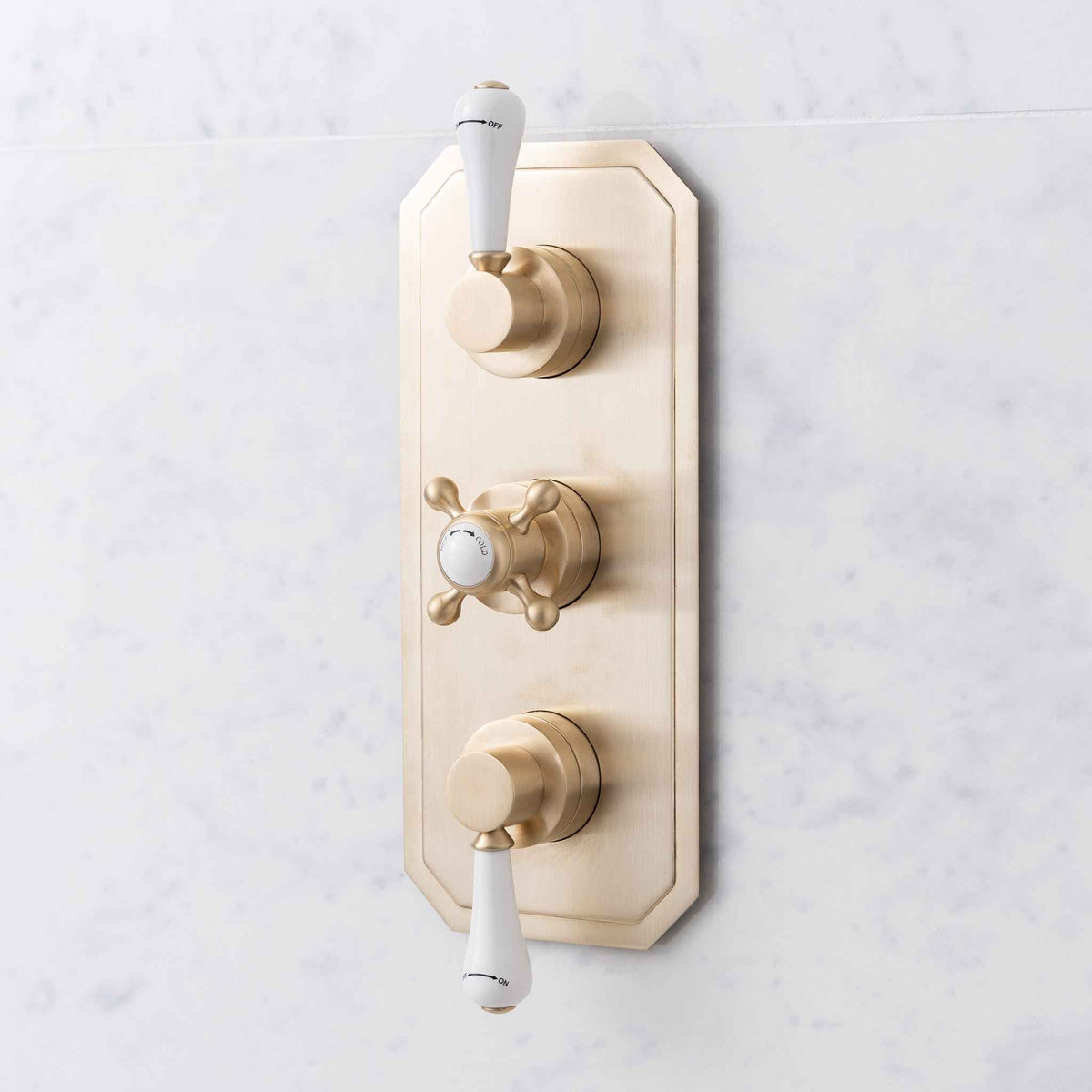 Chesterton 2 Outlet White Ceramic Lever Concealed Shower Valve - Rutland London